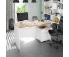 Caesaroo Scrivania da ufficio 136x67 cm Bianco opaco e Rovere Canadese con tre cassetti Rovere chiaro/Bianco