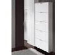 Caesaroo Scarpiera salvaspazio 180 cm Bianco lucido 5 ribalte Bianco