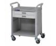 Vincal Carrello di servizio a 2 cassetti + vano a giorno, 76x49x94 h., 2 maniglioni di spinta, col. bianco, 4 ruote 2 c/freno