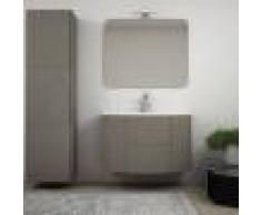 BH Mobile da bagno 90 cm grigio talpa sospeso con cassettoni soft close specchiera lampada LED e colonna 170 cm