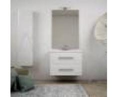 BH Mobile Bagno Sospeso Moderno 75 cm con cassettoni, specchio, lampada Led e colonna.