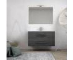 BH Mobile Bagno Sospeso Moderno 100 cm con cassettoni, specchiera e applique Led.