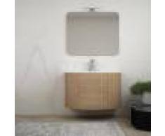 BH Mobile bagno sospeso 90 cm rovere tabacco con specchiera lampada LED e cassettoni soft close