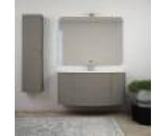 BH Mobile bagno grigio talpa sospeso 120 cm con specchiera cassettoni soft close lampada LED e colonna