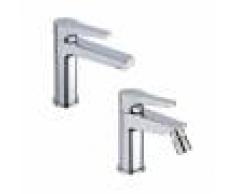 Jacuzzi Set miscelatori lavabo + bidet rubinetteria Moonlight ottone cromato con PILETTA DI SCARICO INCLUSA