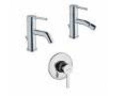 Jacuzzi Set miscelatori lavabo + bidet + incasso doccia rubinetteria Sunset ottone cromato con PILETTA DI SCARICO INCLUSA
