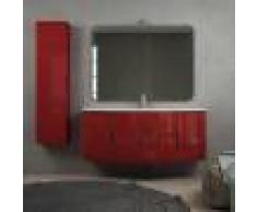 BH Mobile bagno moderno sospeso onda rosso lucido 140 cm con specchio lampada LED chiusure soft close e colonna