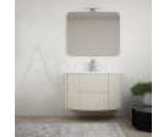 BH Mobile bagno 90 cm sospeso grigio natura con cassettoni soft close specchiera e applique LED