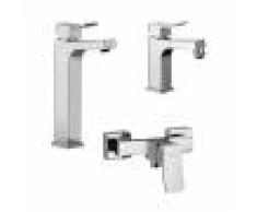 Jacuzzi Miscelatore lavabo alto + bidet + esterno doccia rubinetteria Tank ottone cromato con PILETTA INCLUSA (Lavabo alto CLIC CLAC) - (Bidet 1'' 1/4)