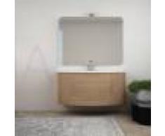 BH Mobile bagno sospeso rovere tabacco 120 cm con specchio applique LED e cassettoni soft close
