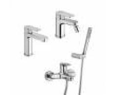 Jacuzzi Set miscelatori lavabo + bidet + gruppo vasca rubinetteria Alba ottone cromato con PILETTA INCLUSA