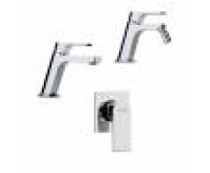 Jacuzzi Set miscelatori lavabo + bidet + incasso doccia rubinetteria Twilight ottone cromato con PILETTA DI SCARICO CLIC CLAC INCLUSA