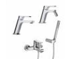 Jacuzzi Set miscelatori lavabo + bidet + gruppo vasca rubinetteria Twilight ottone cromato con PILETTA DI SCARICO CLIC CLAC INCLUSA