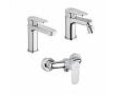 Jacuzzi Set miscelatori lavabo + bidet + esterno doccia rubinetteria Alba ottone cromato con PILETTA INCLUSA