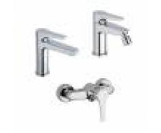 Jacuzzi Set miscelatori lavabo + bidet + esterno doccia rubinetteria Moonlight ottone cromato con PILETTA DI SCARICO INCLUSA