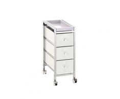 Cassettiera con ruote Baldo 3/C, bianco opaco
