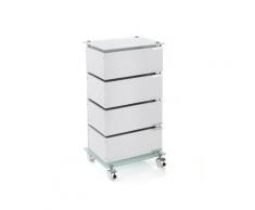 Cassettiera con ruote Bobo 4C, bianco opaco