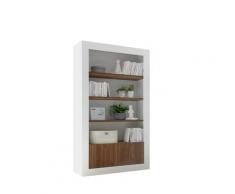 Credenza Libreria 2 Ante 4 Ripiani 110x42x191 Cm Tft Lipari Bianco E Noce