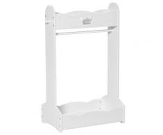 Appendiabiti Per Bambini Con Ripiani E Ganci Laterali In Legno 63x37x103 Cm Bianco