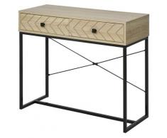 Tavolo Consolle Per Ingresso 2 Cassetti 90x35x76 Cm In Legno E Metallo