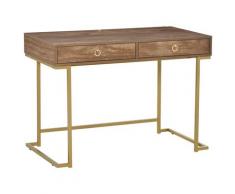 Consolle Ingresso 2 Cassetti 110x55x76 Cm In Metallo E Mdf Marrone E Oro