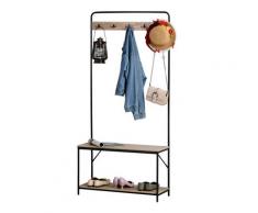 Appendiabiti Panchina Per Ingresso Con Scarpiera 80,5x30x170 Cm In Acciaio E Truciolato Rovere E Nero