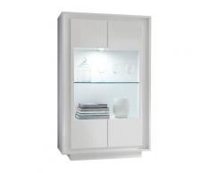 Mobile Vetrina 2 Ante 106x50x171 Cm In Legno Tft Frame Bianco Opaco