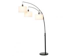 Lampada Da Terra Con 3 Paralumi E27 H205 Cm In Metallo Nero E Bianco