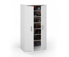 Mobile Scarpiera 2 Ante 6 Ripiani 55x108x36 Cm In Legno Truciolare Bianco