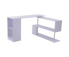 Scrivania Angolare Da Ufficio Studio Per Computer In Legno Bianco 140x120x78,2 Cm