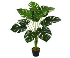 Pianta Artificiale Monstera H85 Cm Con Vaso Verde