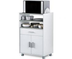 Mobile Carrello Da Cucina 1 Cassetto 2 Ante 59x40x92 Cm In Legno Bianco