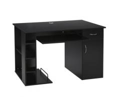 Scrivania Da Ufficio Porta Pc 120x60x74 Cm Con Mensole Ripiano Tastiera Nera