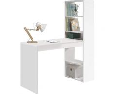 Scrivania Porta Pc 120x53x144 Cm Con Libreria Bianca