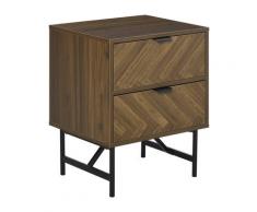 Comodino 2 Cassetti 48x39,5x61 Cm In Legno Noce
