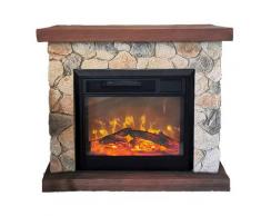 Camino Elettrico Da Pavimento 90x30x80 Cm Effetto Fiamma 1800w Vannini Sasso