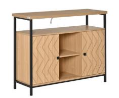 Credenza Con Ante E Vani Aperti 100x35x80cm In Mdf Rovere
