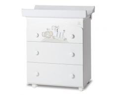 Cassettiera In Legno Con Fasciatoio E Vaschetta Italbaby Zerbi Bianco