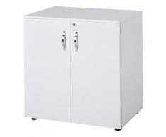 Armadietto Da Ufficio Multiuso 2 Ante Con Serratura 80x40x80 Cm In Legno Truciolato Bianco