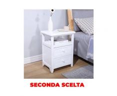 Comodino Con 2 Cassetti 40x30x54,5 Cm In Legno Massello E Mdf Fumer Oscar Bianco Seconda Scelta