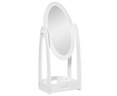 Specchio Per Cameretta Bambini 40x30x104 Cm Con Scaffale Bianco