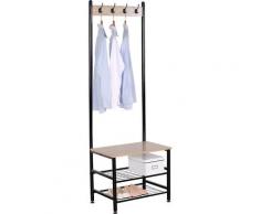 Appendiabiti Panchina Per Ingresso Con Scarpiera 60x40x175 Cm In Metallo E Truciolato Motti