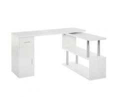 Scrivania Da Ufficio Ad Angolo Porta Pc 114x120x74,6 Cm In Legno Bianca