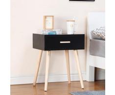 Comodino 1 Cassetto In Legno 42x35x53 Cm Toby Nero