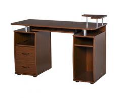 Scrivania Da Ufficio Porta Pc 120x55x85 Cm In Legno Marrone Noce