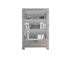 Credenza Mobile Soggiorno Con Vetrina 2 Ante In Melaminico 102x43x158cm Tft Neve Rovere Neve