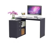 Scrivania Da Ufficio Ad Angolo Porta Pc 117x83,5x76 Cm In Legno Nera