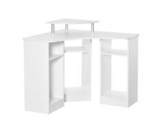 Scrivania Angolare Da Ufficio 90x90x83,5 Cm In Legno Bianco