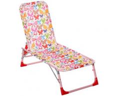 Lettino Prendisole Pieghevole Per Bambini 118x40x24 Cm In Metallo E Poliestere Rosa