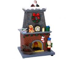 Babbo Natale Nel Camino In Resina Con Luci E Suoni 19,5x18,5x33 Cm Adami